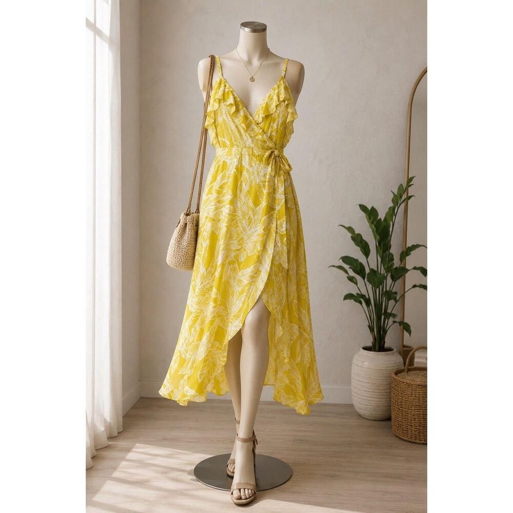 Torrid Yellow Floral Ruffle Maxi Dress Size 0